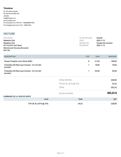 Commande pour Madeleine Céré