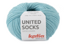 Katia United Socks, une laine à bas de calibre Fingering en petite quantité pour réaliser vos chaussettes colorés!  Coloris Bleu d'eau, un bleu pâle qui tire sur le vert, aqua délavé.