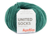 Katia United Socks, une laine à bas de calibre Fingering en petite quantité pour réaliser vos chaussettes colorés!  Coloris Émeraude, un beau vert qui tire sur le bleu.