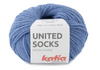 Katia United Socks, une laine à bas de calibre Fingering en petite quantité pour réaliser vos chaussettes colorés!  Coloris Jeans, un bleu moyen.