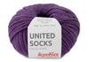 Katia United Socks, une laine à bas de calibre Fingering en petite quantité pour réaliser vos chaussettes colorés!  Coloris Mûre nacré, un violet profond.