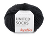 Katia United Socks, une laine à bas de calibre Fingering en petite quantité pour réaliser vos chaussettes colorés!  Coloris Noir.
