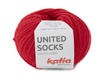 Katia United Socks, une laine à bas de calibre Fingering en petite quantité pour réaliser vos chaussettes colorés!  Coloris Rouge, un rouge pompier ou Père-Noël très vif.