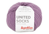 Katia United Socks, une laine à bas de calibre Fingering en petite quantité pour réaliser vos chaussettes colorés!  Coloris Violet, mauve moyen.