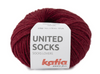 Katia United Socks, une laine à bas de calibre Fingering en petite quantité pour réaliser vos chaussettes colorés!  Coloris Violet bordeaux, un rouge vin, bordeaux, rouge qui tire sur le brun.