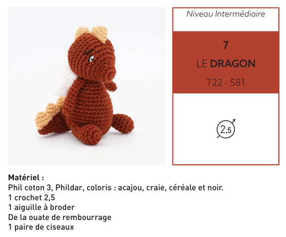 Patron de l'amigurumi Le dragon - Phildar