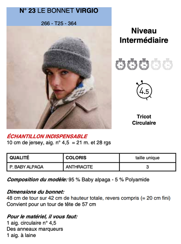 Patron du Bonnet Virgio - Phildar