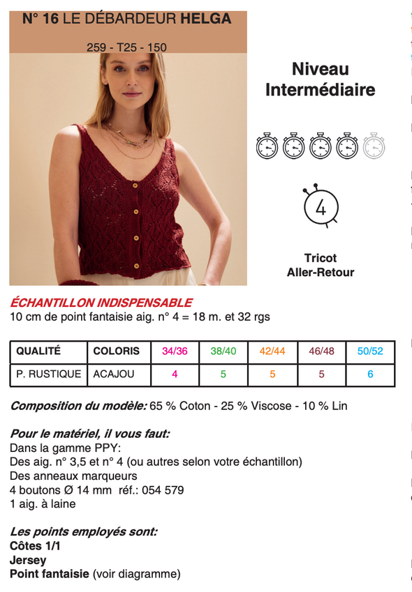 Patron du Débardeur Helga - Phildar