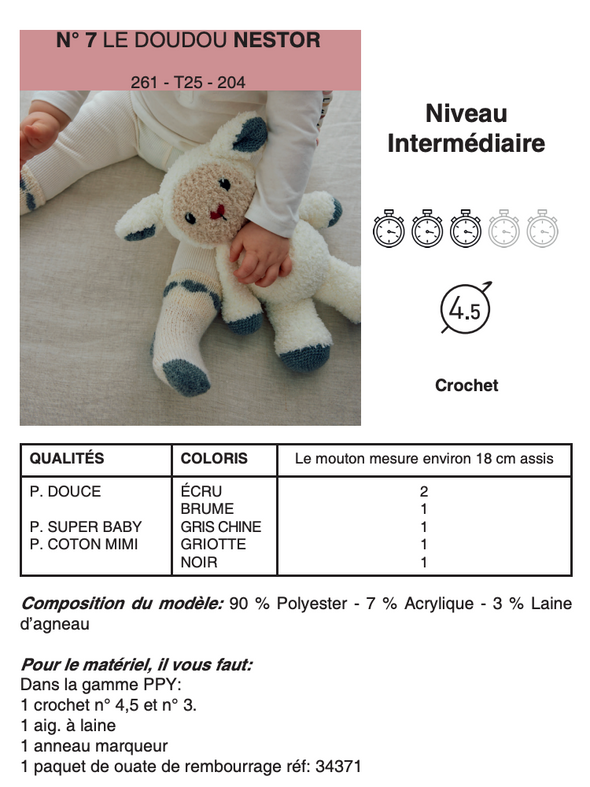 Patron du doudou Nestor - Phildar