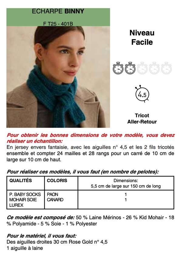 Patron de l'écharpe Binny - Phildar