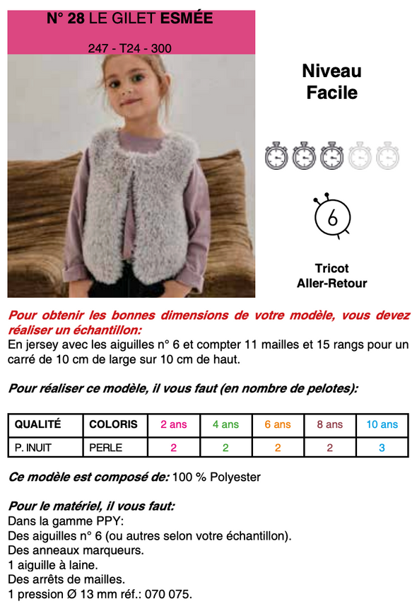 Patron du Gilet Esmée - Phildar