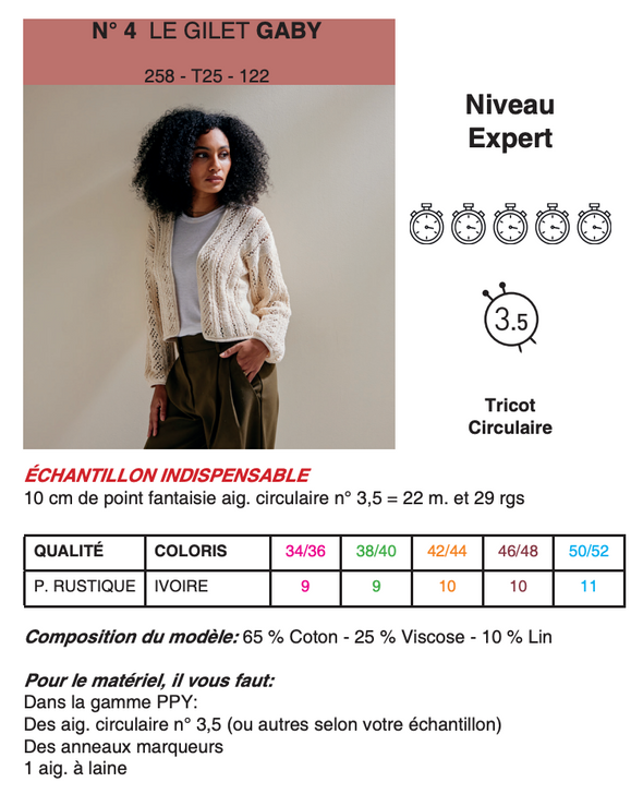 Patron du gilet Gaby - Phildar
