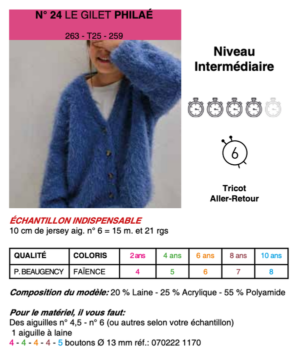 Patron du Gilet Philaé - Phildar