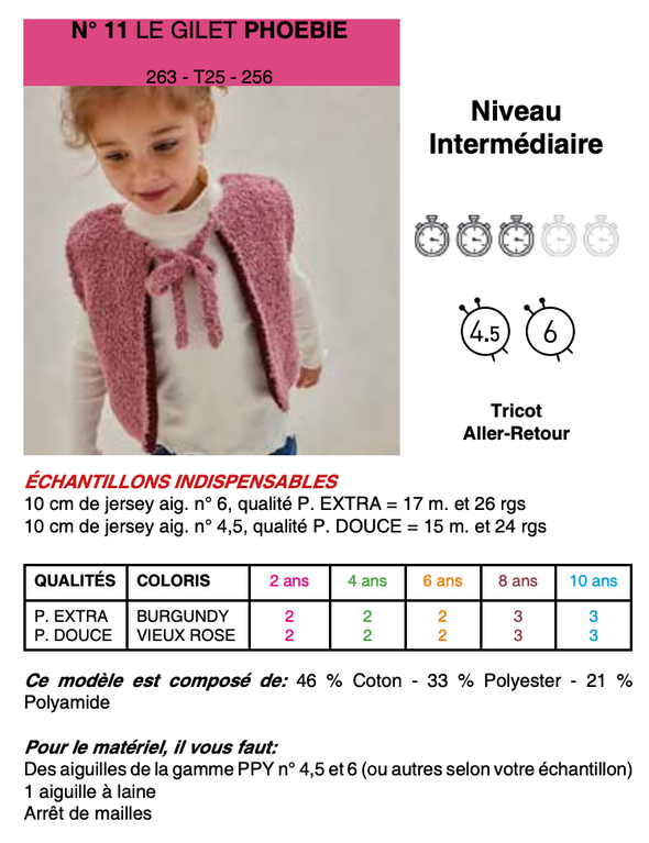 Patron du Gilet Phoebie - Phildar