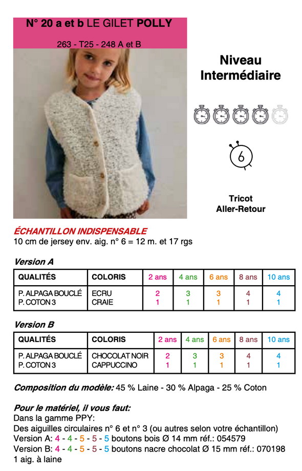 Patron du Gilet Polly - Phildar