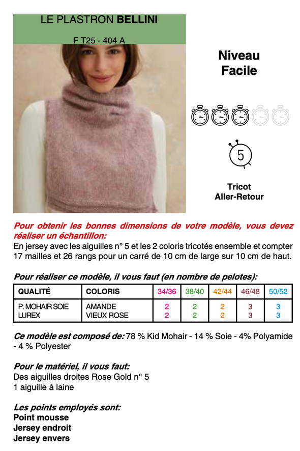 Patron du plastron Bellini - Phildar