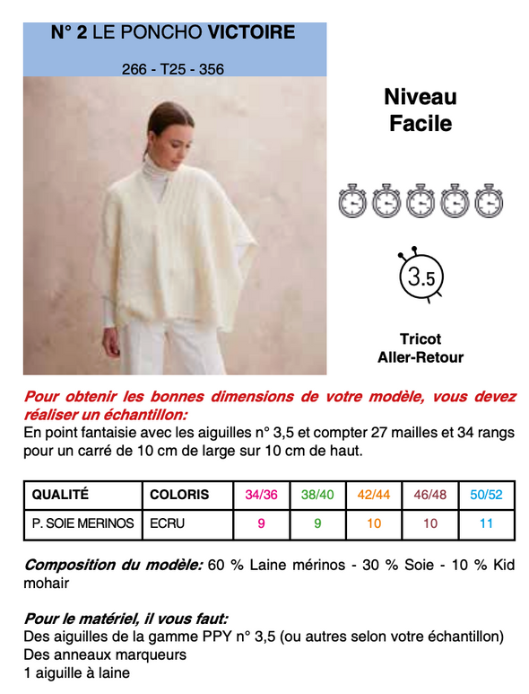 Patron du poncho Victoire - Phildar