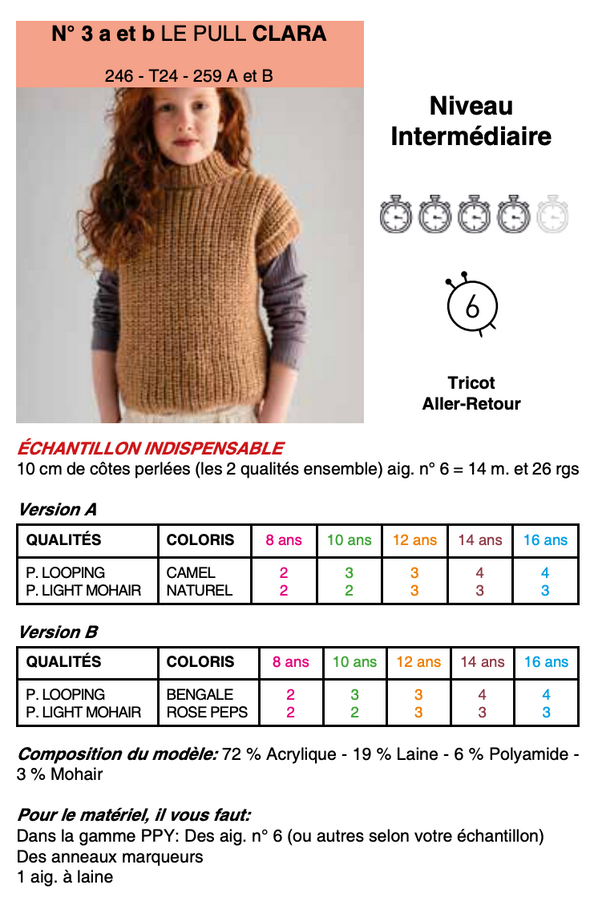 Patron du Pull Clara - Phildar