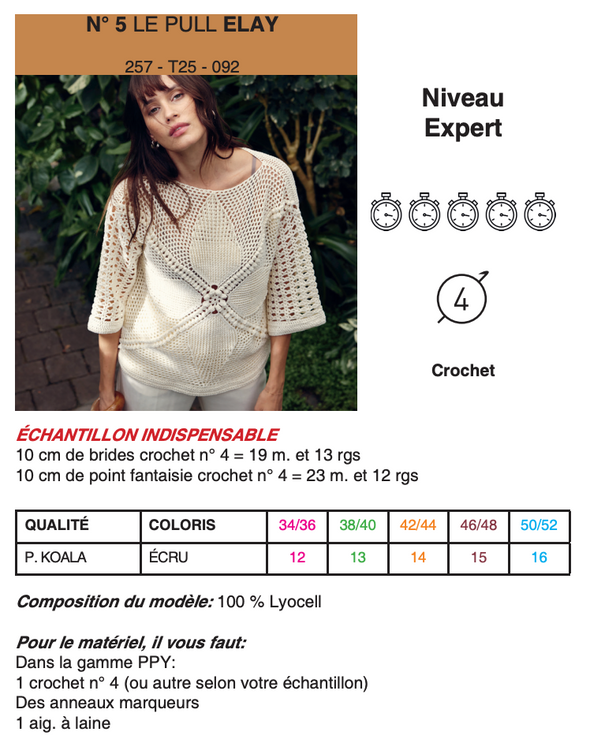 Patron du Pull Elay - Phildar