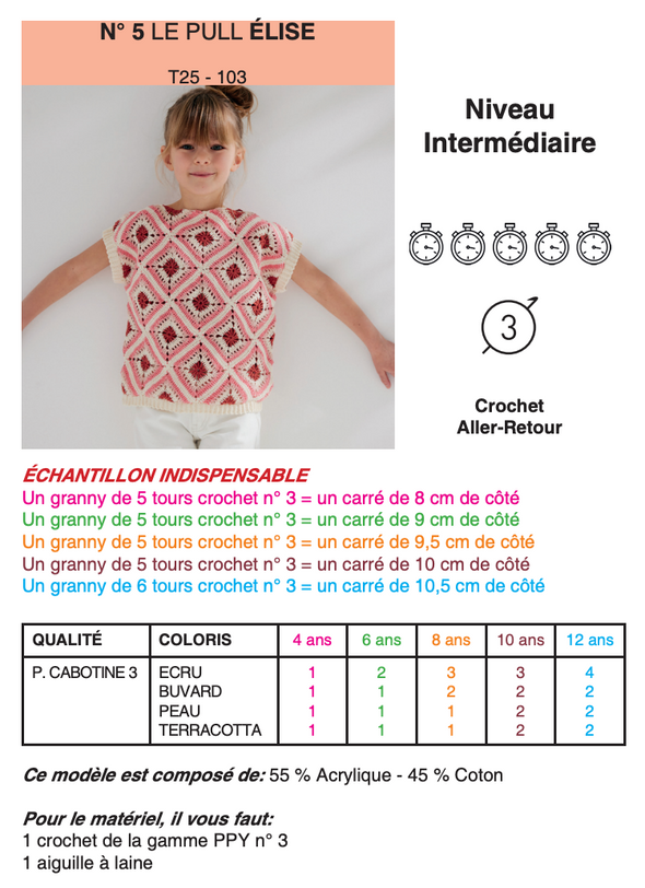Patron du Pull Élise - Phildar