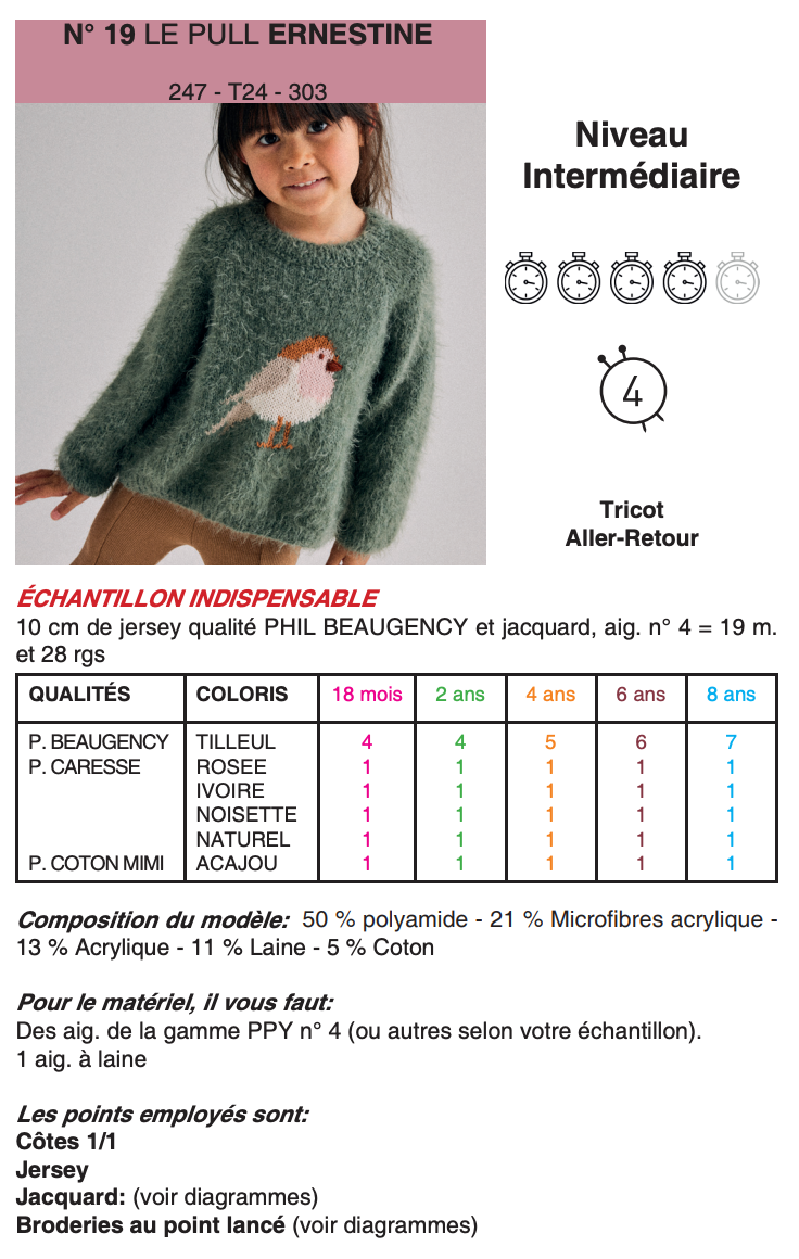 Patron du Pull Ernestine Phildar