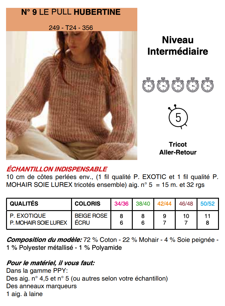 Patron du pull Hubertine Phildar