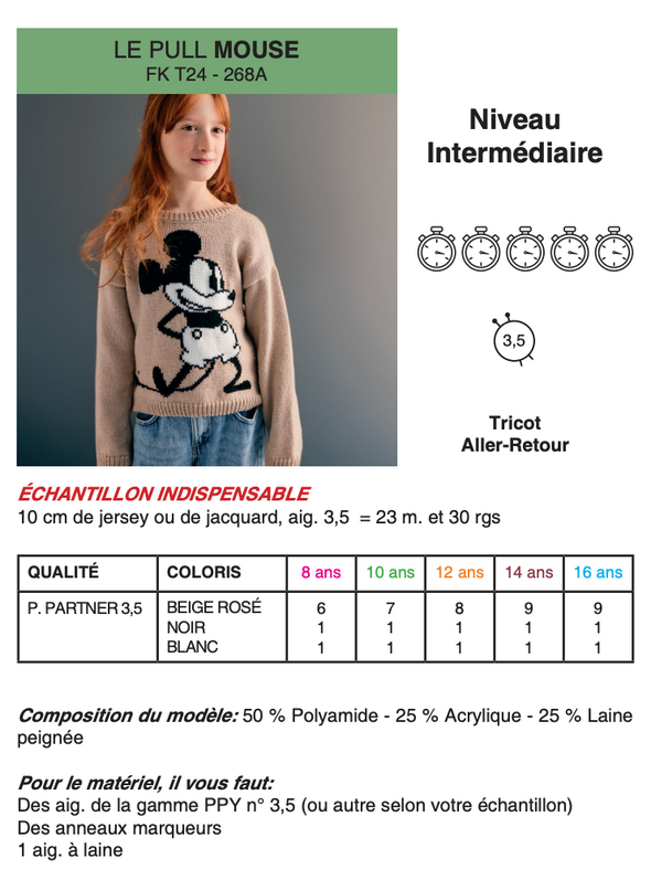 Patron du Pull Enfant Mouse - Phildar