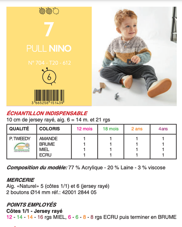 Patron du Pull Nino - Phildar