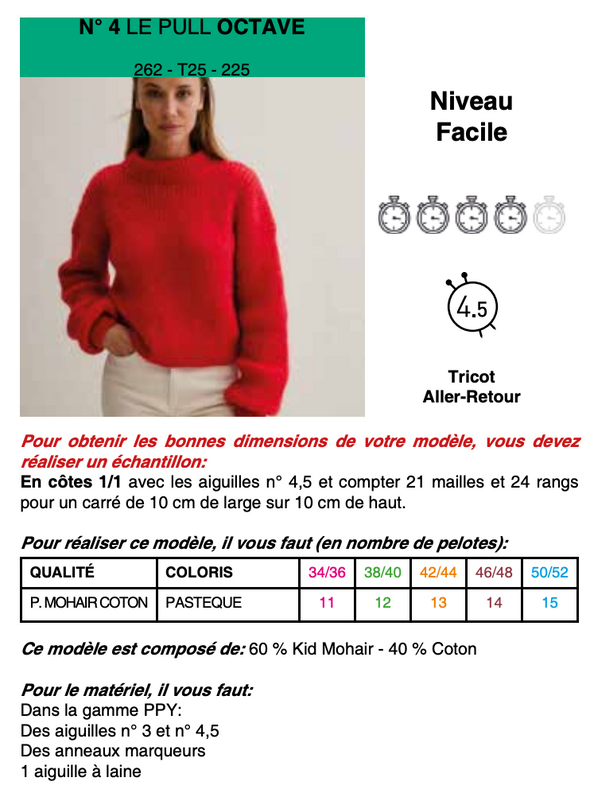 Patron du pull Octave - Phildar