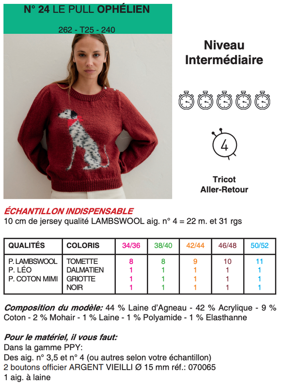 Patron du pull Ophélien - Phildar
