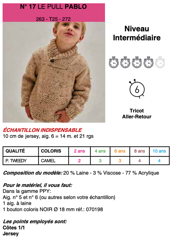 Patron du Pull Pablo - Phildar