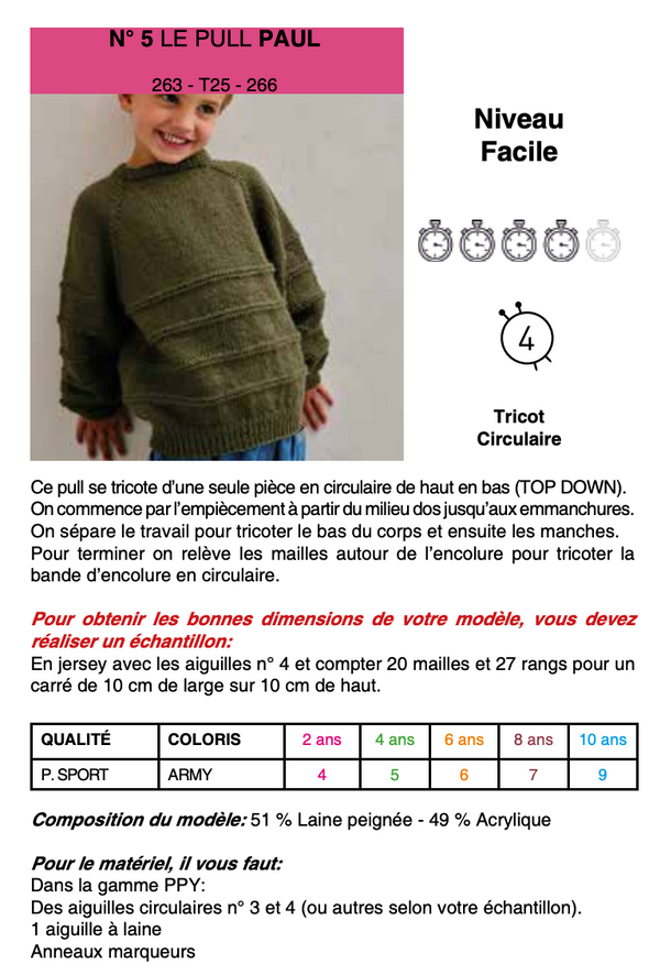Patron du Pull Paul - Phildar