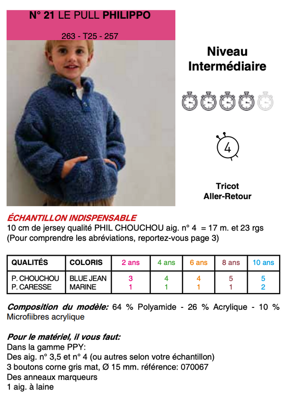 Patron du pull Philippo - Phildar
