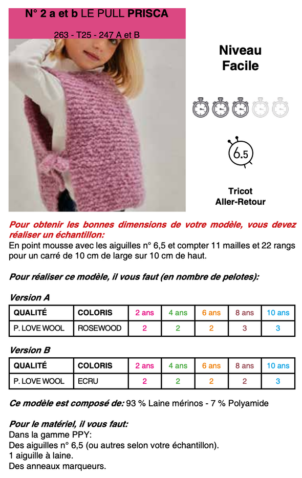 Patron du Pull Prisca - Phildar