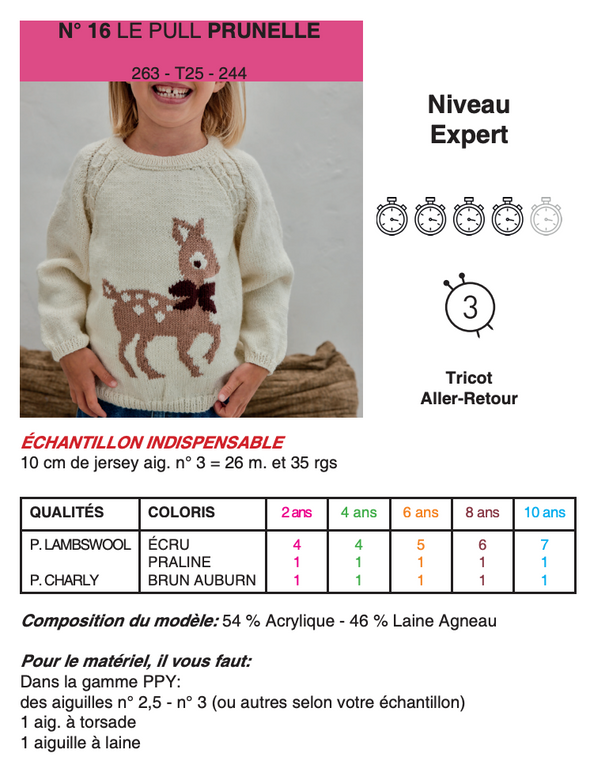 Patron du Pull Prunelle - Phildar