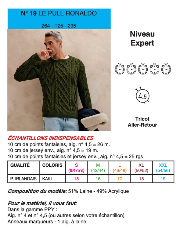 Patron du Pull Ronaldo - Phildar