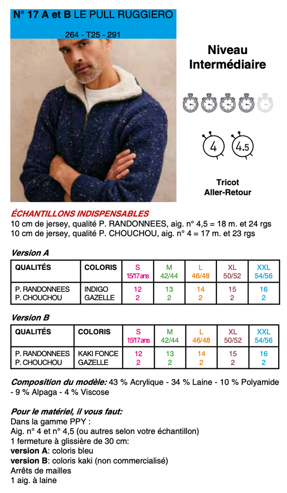 Patron du Pull Ruggiero - Phildar