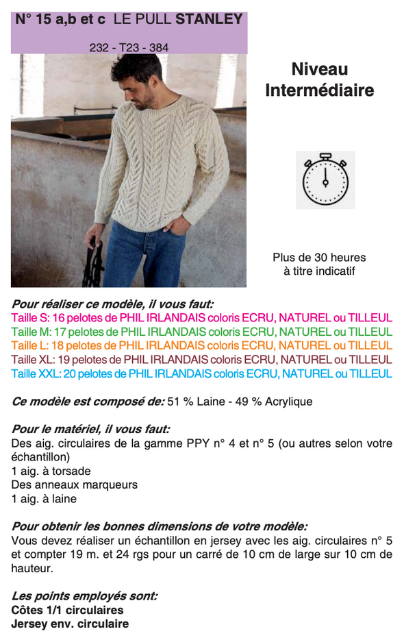 Patron du Pull Stanley - Phildar