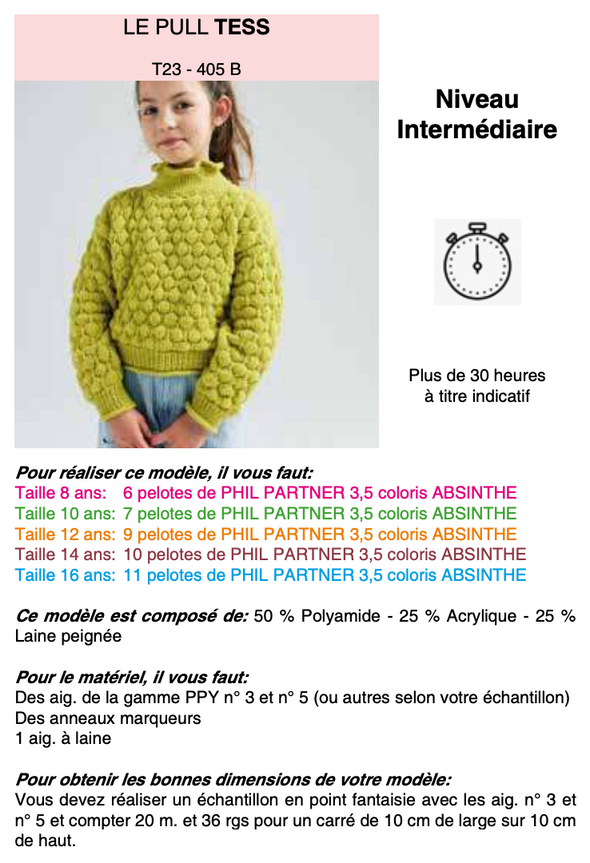 Patron du Pull Tess - Phildar