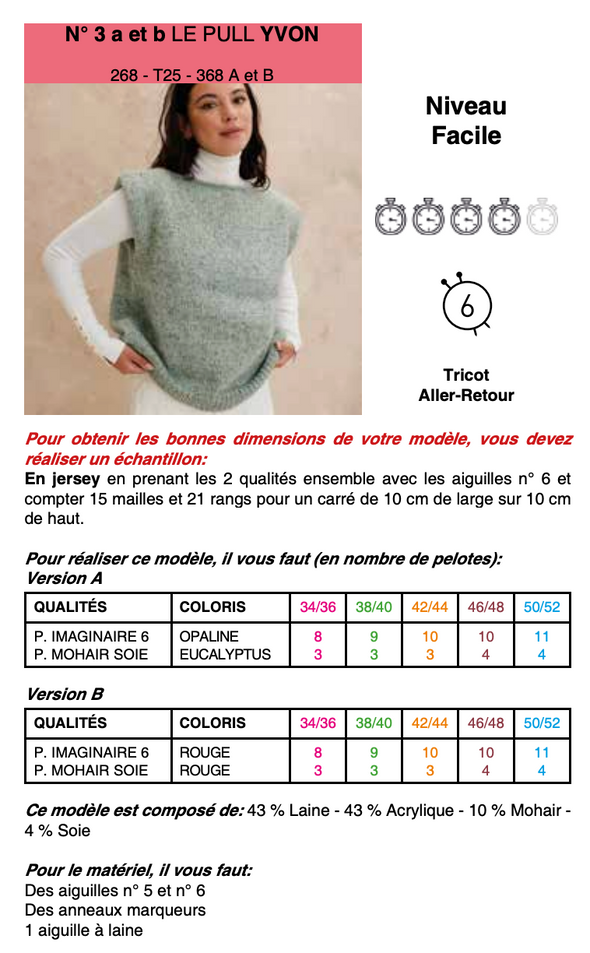 Patron du pull Yvon - Phildar