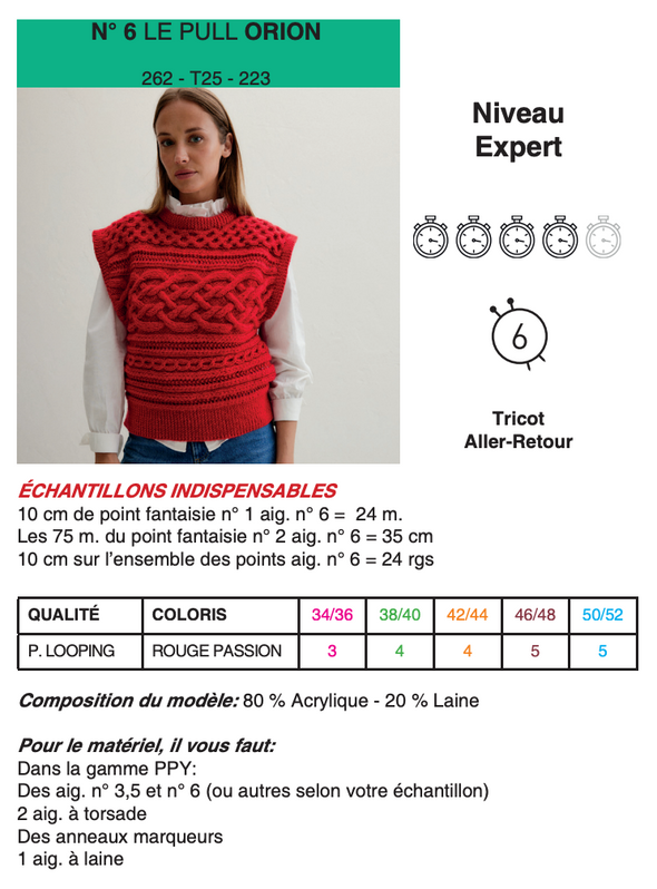 Patron du pull Orion - Phildar
