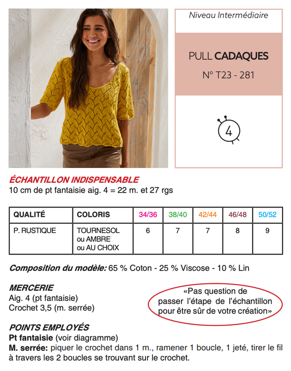 Patron du Pull Cadaques - Phildar