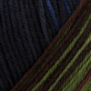 Merino Yak, de Regia Premium, une laine à chaussette qui réalise des bas chauds et doux, faciles à nettoyer.  Le grand classique des amateurs de plein air.  Coloris Jungle, un dégradé passant du brun chocolat vers un vert forêt, un bleu. marin, puis un vert gazon.