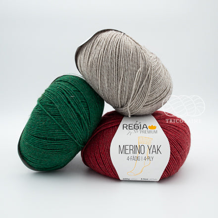Merino Yak, de Regia Premium, une laine à chaussette qui réalise des bas chauds et doux, faciles à nettoyer.  Le grand classique des amateurs de plein air.